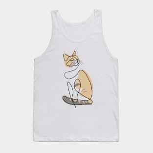 Tri-color Cat - Simple Minimalist Line Art Design Tank Top